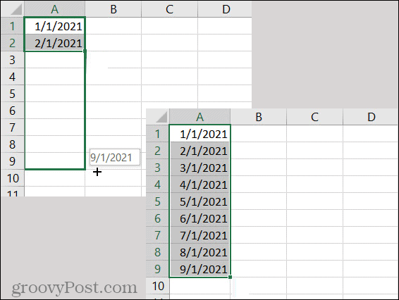 Excel AutoFill-Datumsmuster