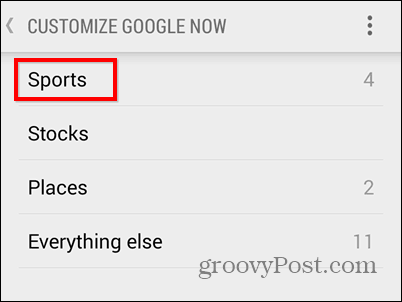Google Now Sport