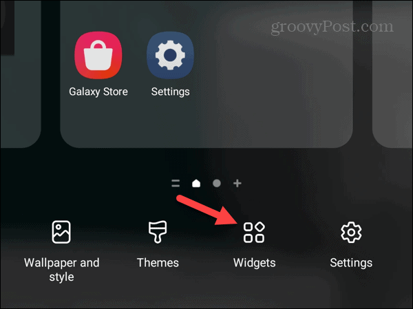 Widgets-Schaltfläche Samsung Galaxy