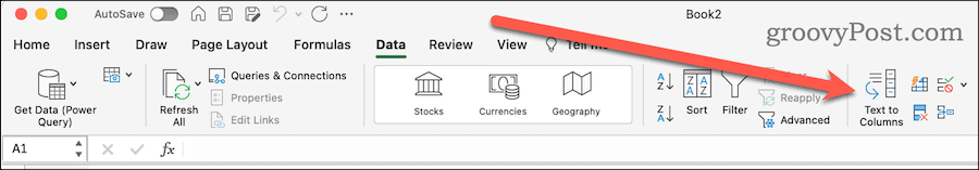 Schaltfläche „Text in Spalten“ im Excel-Datenmenüband