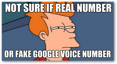 Ich bin mir nicht sicher, ob es sich um eine echte oder eine gefälschte Google Voice-Nummer handelt