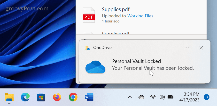 Sperrzeit für OneDrive Personal Vault