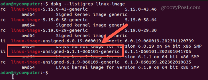 Name des Ubuntu-Kernel-Images