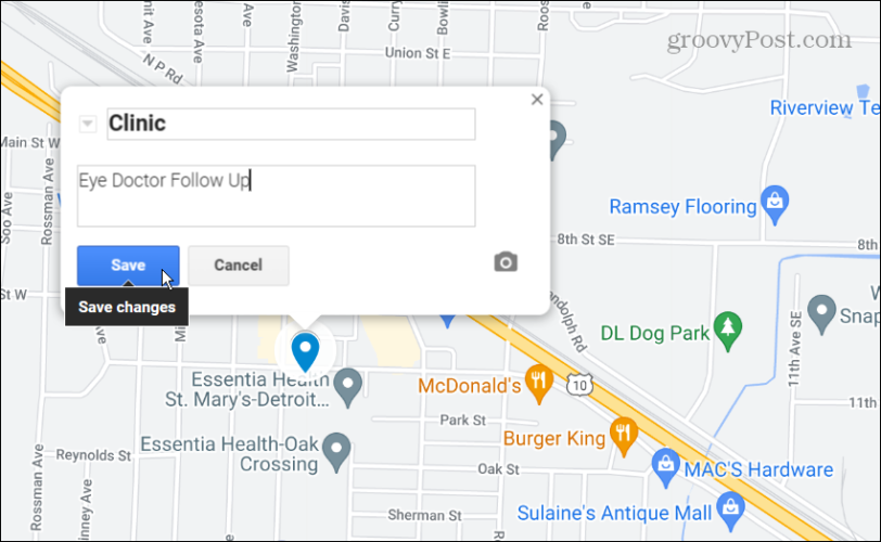 Namenspin für benutzerdefinierte Google Map