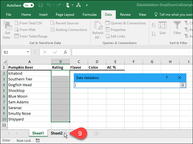 Erstellen von Dropdown-Listen mithilfe der Datenüberprüfung in Microsoft Excel