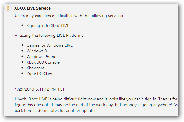 Xbox Live Service-Update