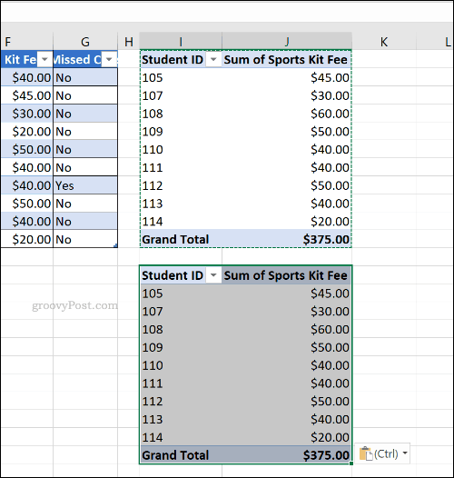Eine duplizierte Pivot-Tabelle in Microsoft Excel