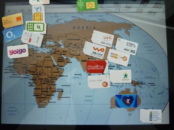 Weltkarte der SIM-Karten