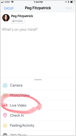 Facebook Creator App Live-Video starten