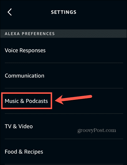 Alexa-Musik und Podcasts