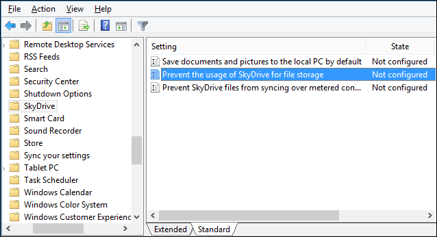 Ausblenden oder Deaktivieren von SkyDrive / OneDrive in Windows 8.1