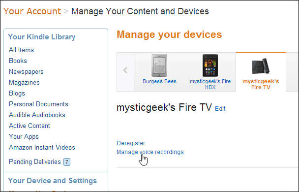 Löschen Sie Amazon Fire TV Remote-Sprachaufnahmen