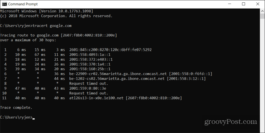 Tracert Beispiel