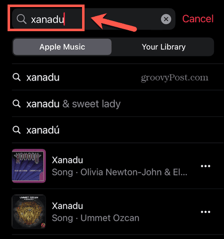 Apple-Musik-Suchanfrage