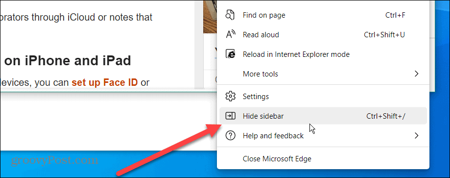 Deaktivieren Sie die Microsoft Edge-Sidebar