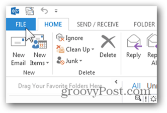 Mailbox Outlook 2013 hinzufügen - Klicken Sie auf Datei