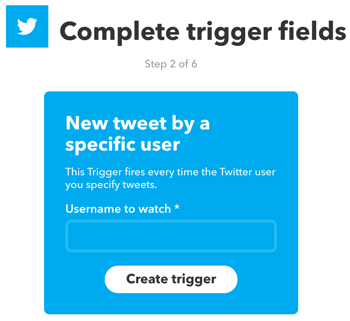 Richten Sie ein IFTTT-Applet ein, das durch einen neuen Tweet eines bestimmten Twitter-Benutzers ausgelöst wird.
