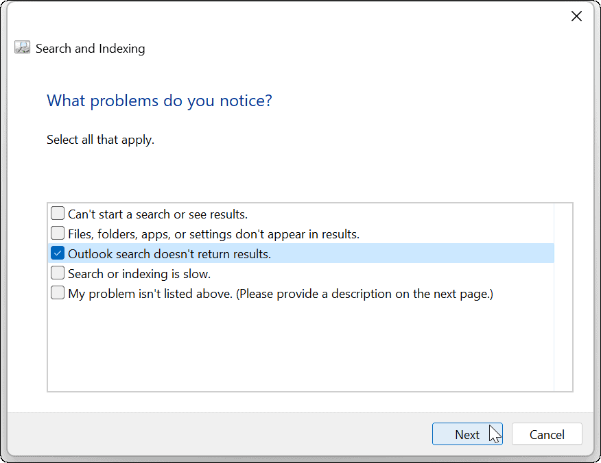 Windows 11 Outlook-Suche funktioniert nicht
