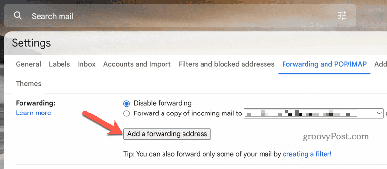 Fügen Sie eine Gmail-Weiterleitungsadresse hinzu