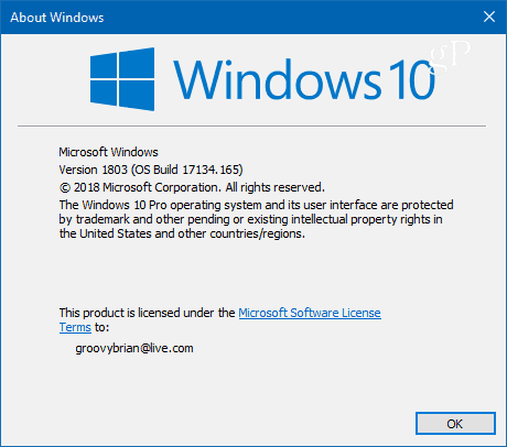 Windows 10 1803 Build 17134_165