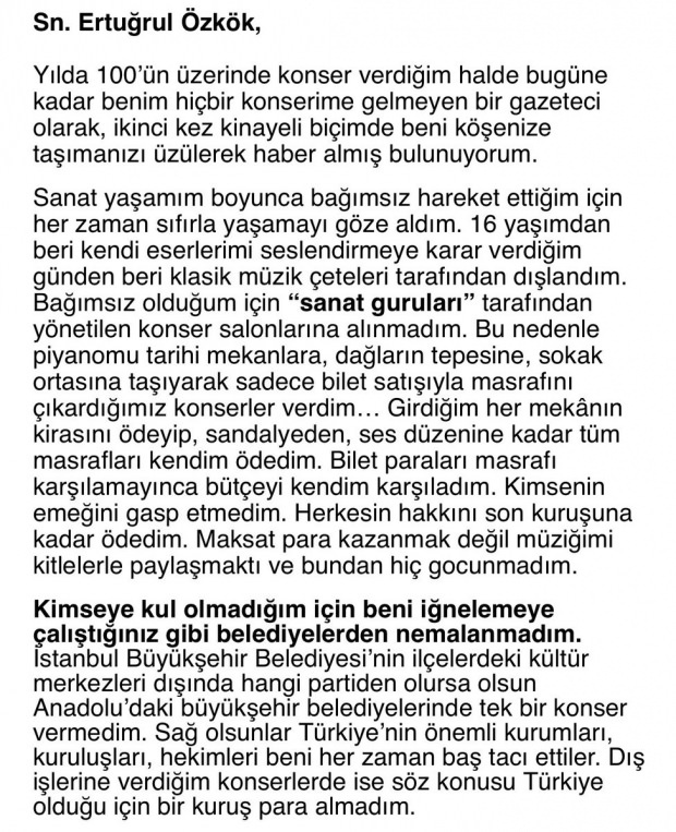 Die Antwort des berühmten Pianisten Tuluyhan Uğurlu auf Ertuğrul Özkök wie eine Ohrfeige!