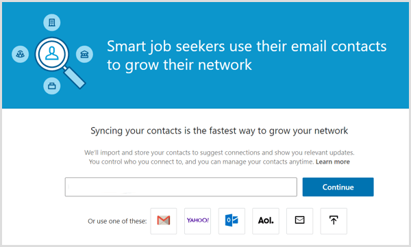 Das LinkedIn-Tool zum Synchronisieren Ihrer E-Mail-Kontakte mit Ihrem LinkedIn-Konto