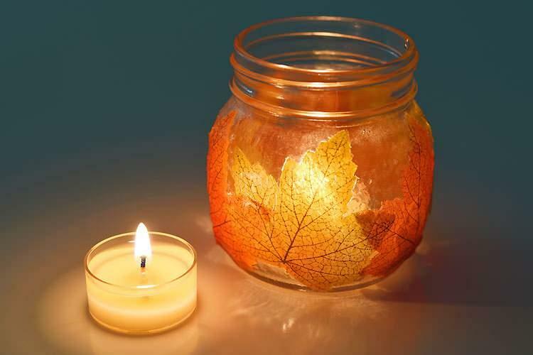 Kerzenhalter aus Blättern herstellen