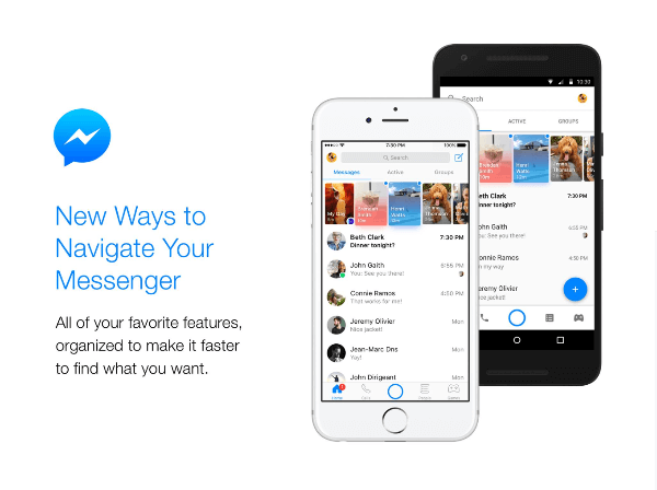 Facebook kündigt ein neues Aussehen und neue Funktionen für den Messenger-Startbildschirm an.