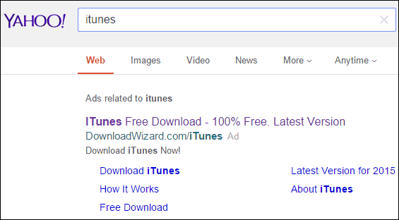 Yahoo iTunes Suche