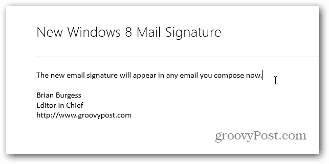 Ändern Sie die Standardsignatur in Windows 8 Mail