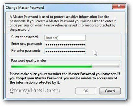 Geben Sie das Firefox-Master-Passwort ein