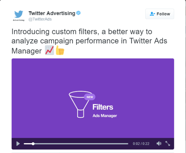 Benutzerdefinierte Filter des Twitter-Anzeigenmanagers