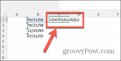 Excel-Datumswertformel