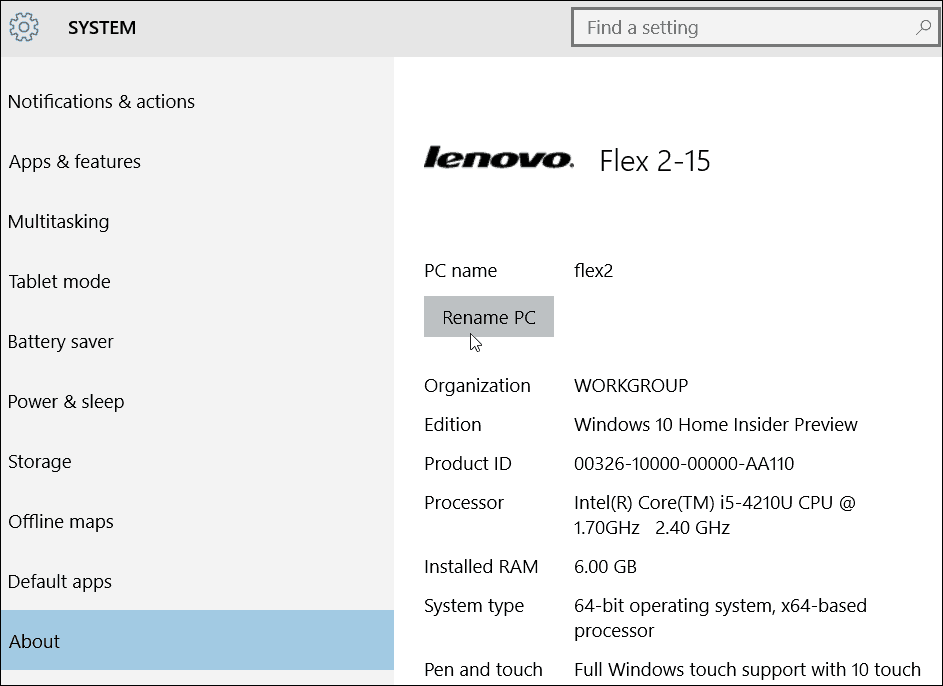 Lenovo umbenennen