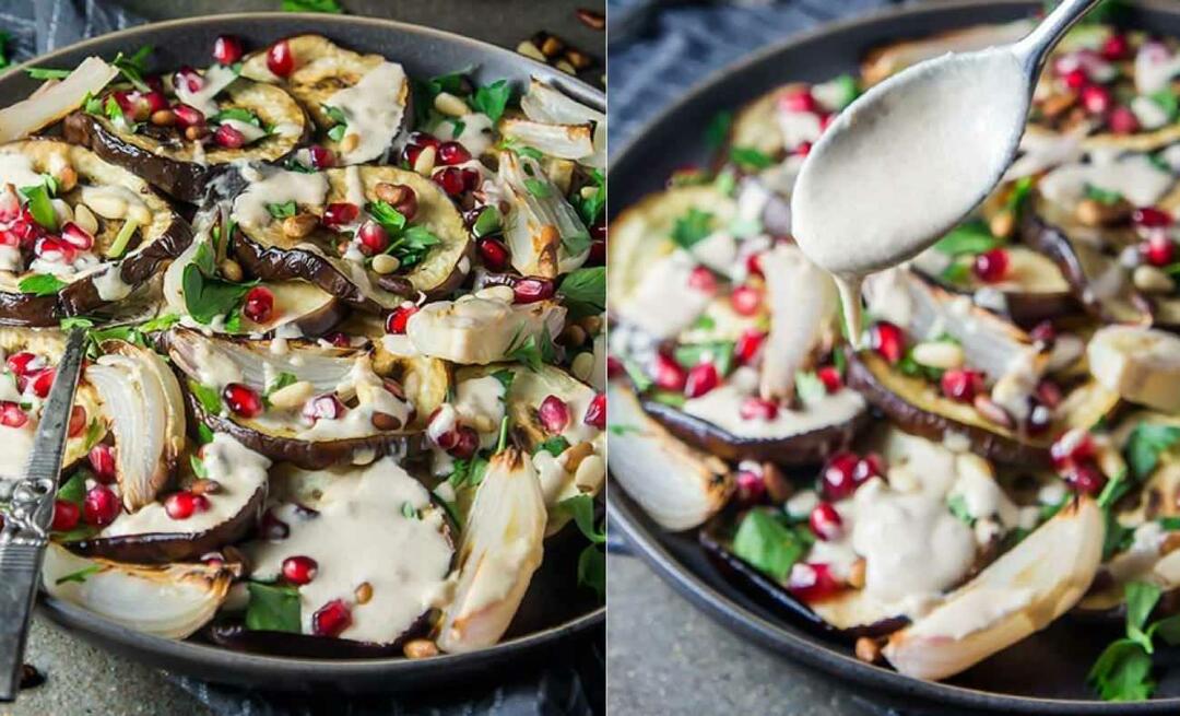 Was kann ich mit Auberginen kochen? Rezept für Auberginensalat mit Tahini! Ein köstliches Auberginengericht