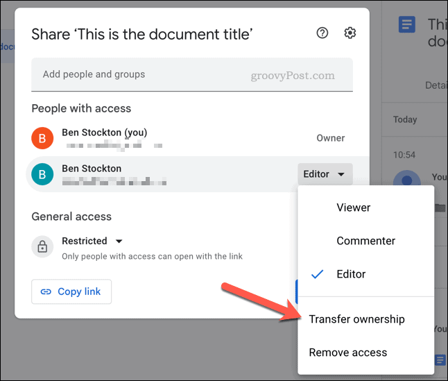 Übertragen Sie die Eigentümerschaft einer Datei in Google Drive