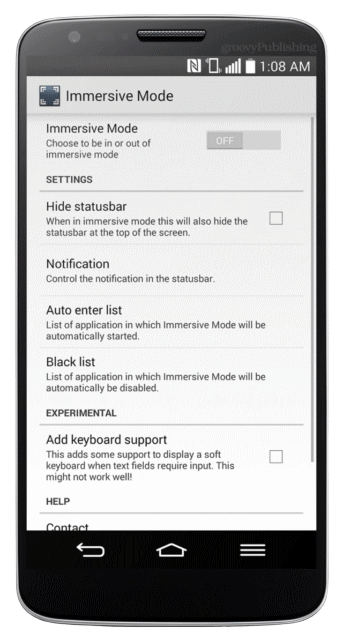 immersive mode app google play android nexus auf dem bildschirm auf dem bildschirm tasten Tasten navigationstasten navkeys navbuttons verstecken spiel android mobile kitkat kit kat app