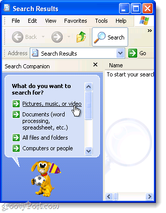 Windows XP erweiterte Suche