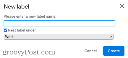Erstellen Sie ein verschachteltes Label in Gmail