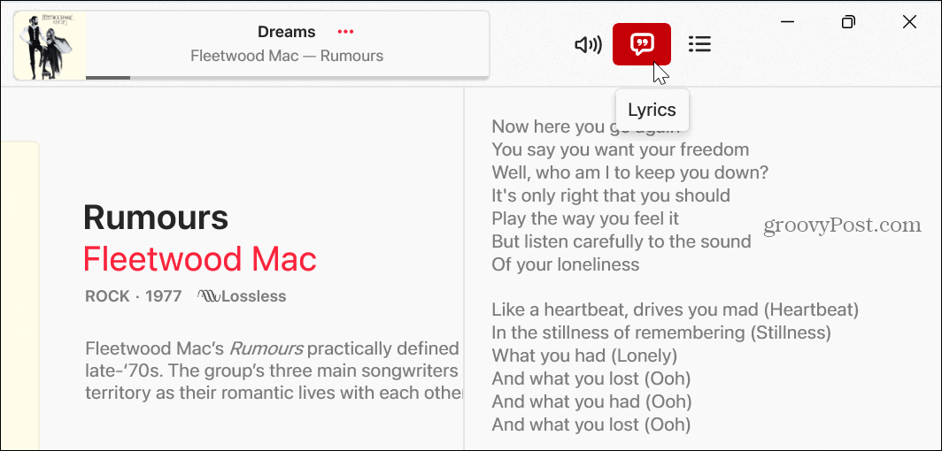 Songtexte auf Apple Music ansehen