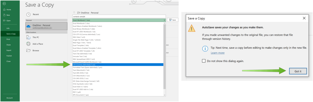 Excel-Datei in .cvs