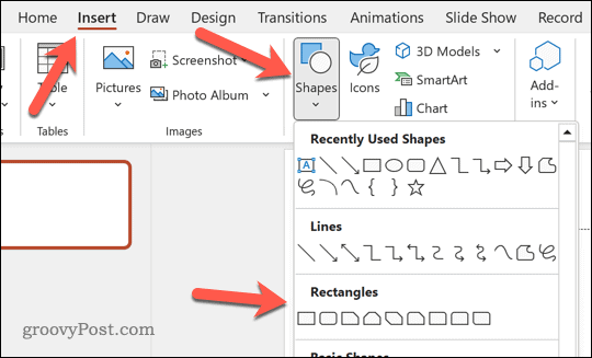 Fügen Sie eine Form in PowerPoint ein