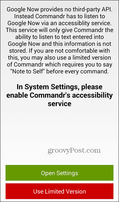 Verwenden Sie Google Now und Commandr, um Funktionen ein- und auszuschalten