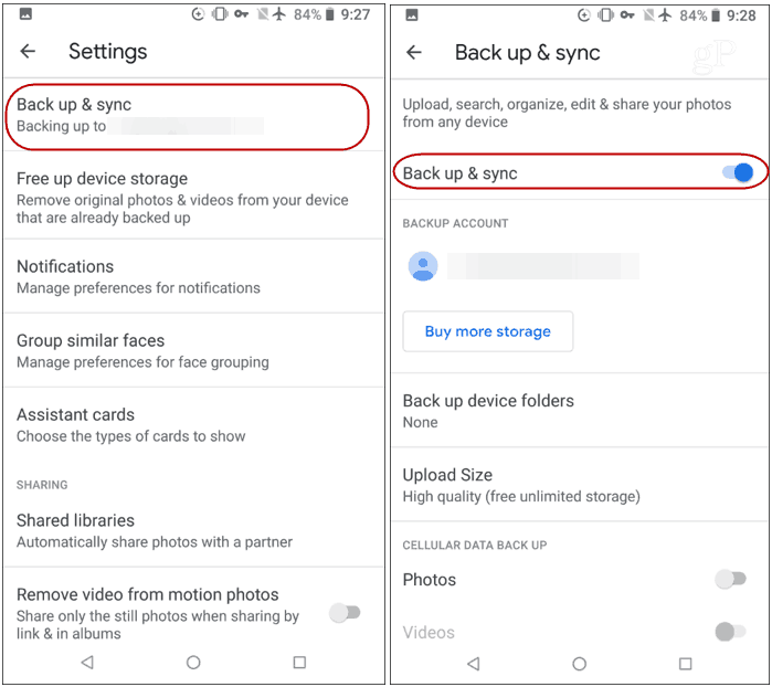 Android Backup- und Sync-Einstellungen