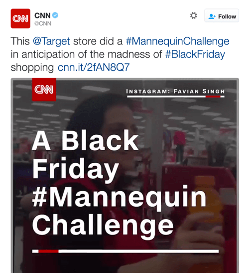 CNN teilte das Video von Target, in dem zwei Twitter-Trends zum Einsatz kamen.