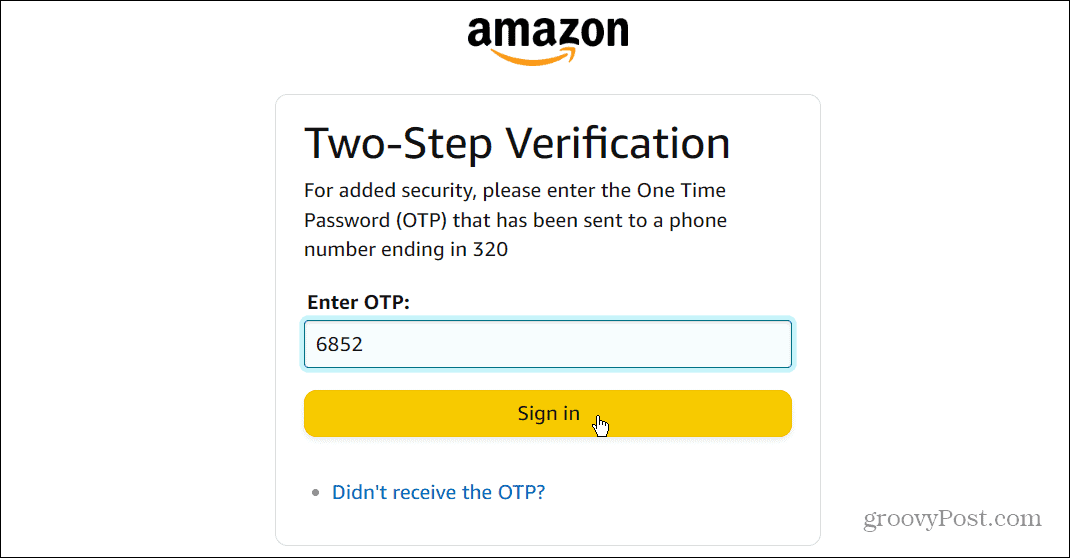 Einmalpasswort OTP Amazon