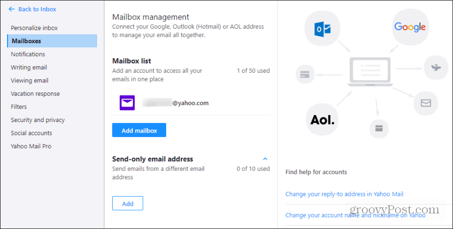 Mailbox zu Yahoo hinzufügen
