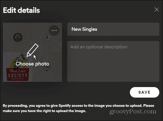 Spotify Foto auswählen