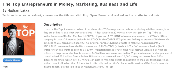 Nathan Latkas The Top Entrepreneurs Podcast in iTunes.