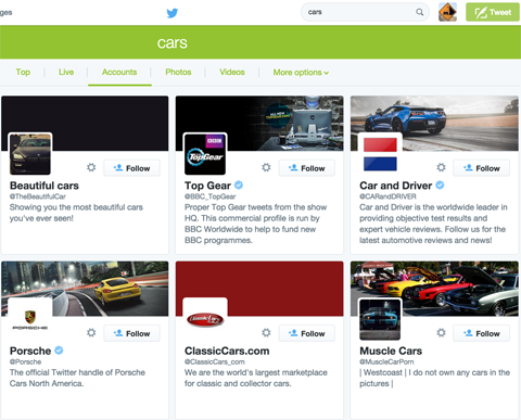 Twitter Suchergebnisse für Autos